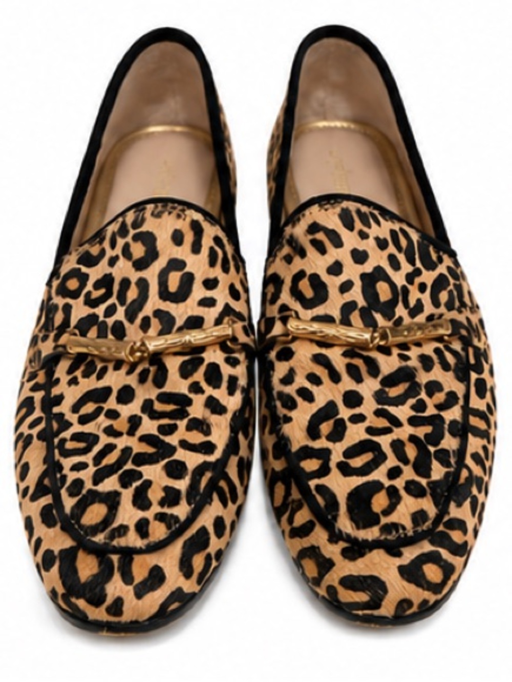J. McLaughlin Leopard Print Loafers with Gold Bit